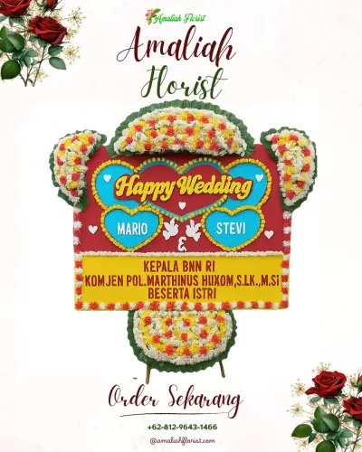 Karangan Papan Bunga Pernikahan di Kendalpayak
